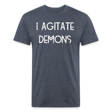 Load image into Gallery viewer, &quot;I Agitate Demons&quot; (white letter) Fitted Tee - heather navy
