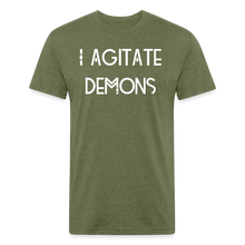 Load image into Gallery viewer, &quot;I Agitate Demons&quot; (white letter) Fitted Tee - heather military green
