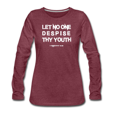 Load image into Gallery viewer, &quot;My Youth&quot; Women&#39;s Premium Long Sleeve T-Shirt - heather burgundy
