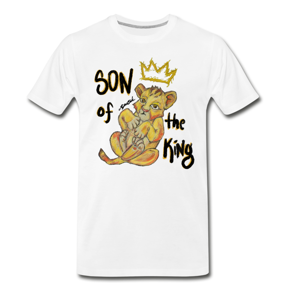 Son of the King - Men's Premium Tee (hand-drawn) with black text - white