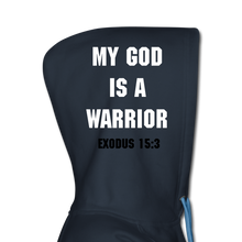 Load image into Gallery viewer, My God is a Warrior - Women’s Burgundy Hoodie - navy
